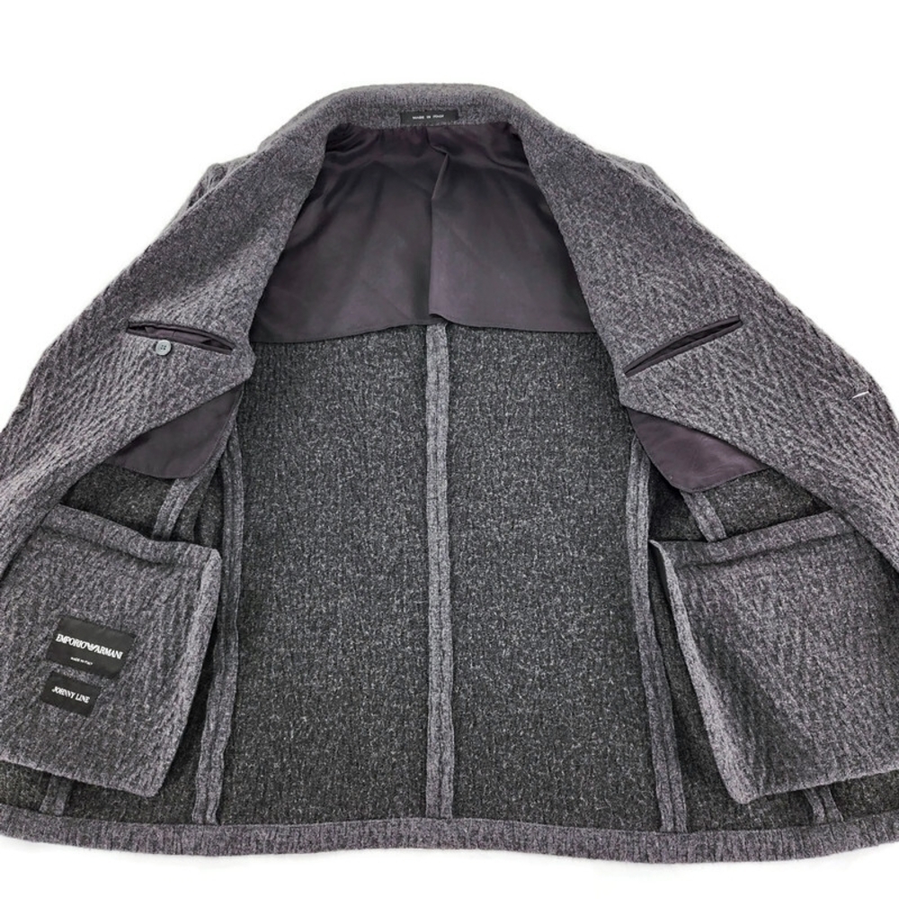 Emporio Armani Johnny Line Grey Woven Virgin Wool Blend Two Button Blazer Italy - Picture 5 of 13